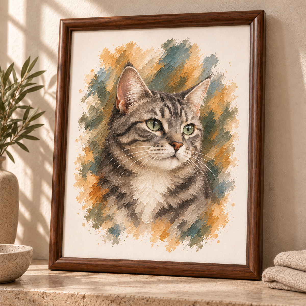 Custom Framed Cat Portrait from Your Photo – Gift-Wrapped