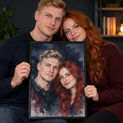 Custom Framed Couple Portrait – Gift-Wrapped