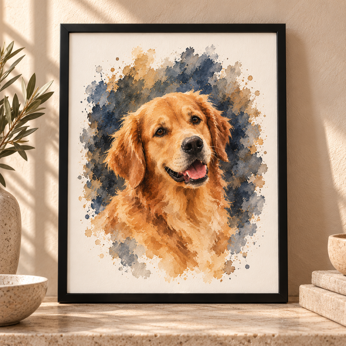 Custom Framed Dog Portrait from Your Photo – Gift-Wrapped