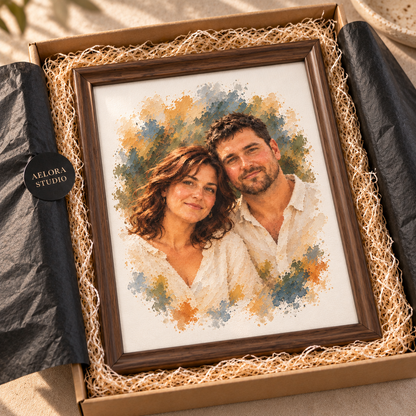 Custom Framed Couple Portrait – Gift-Wrapped