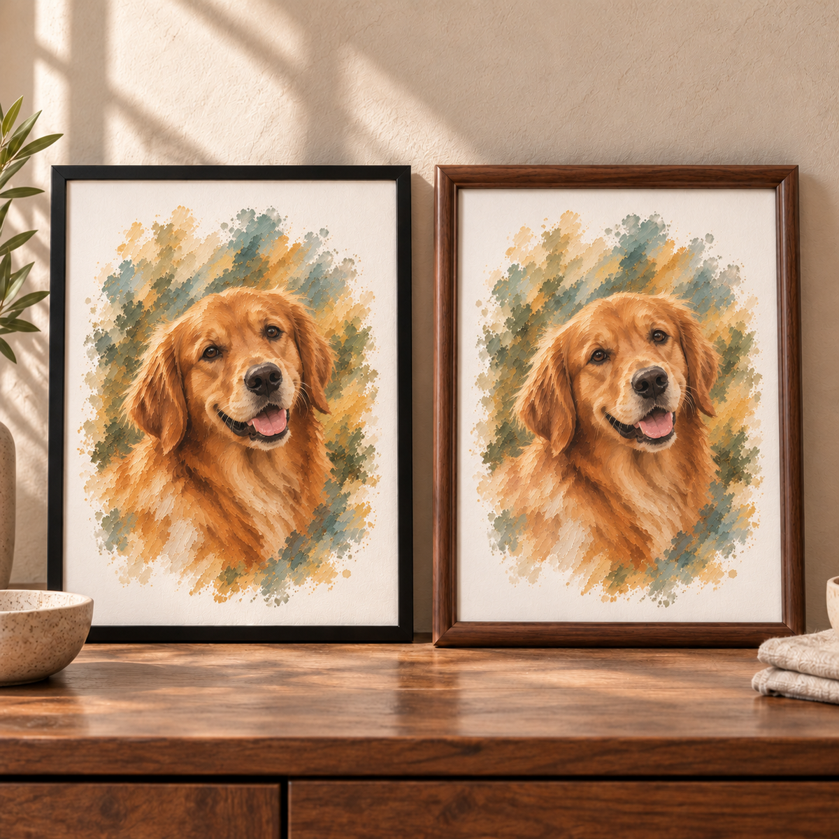 Custom Framed Dog Portrait from Your Photo – Gift-Wrapped