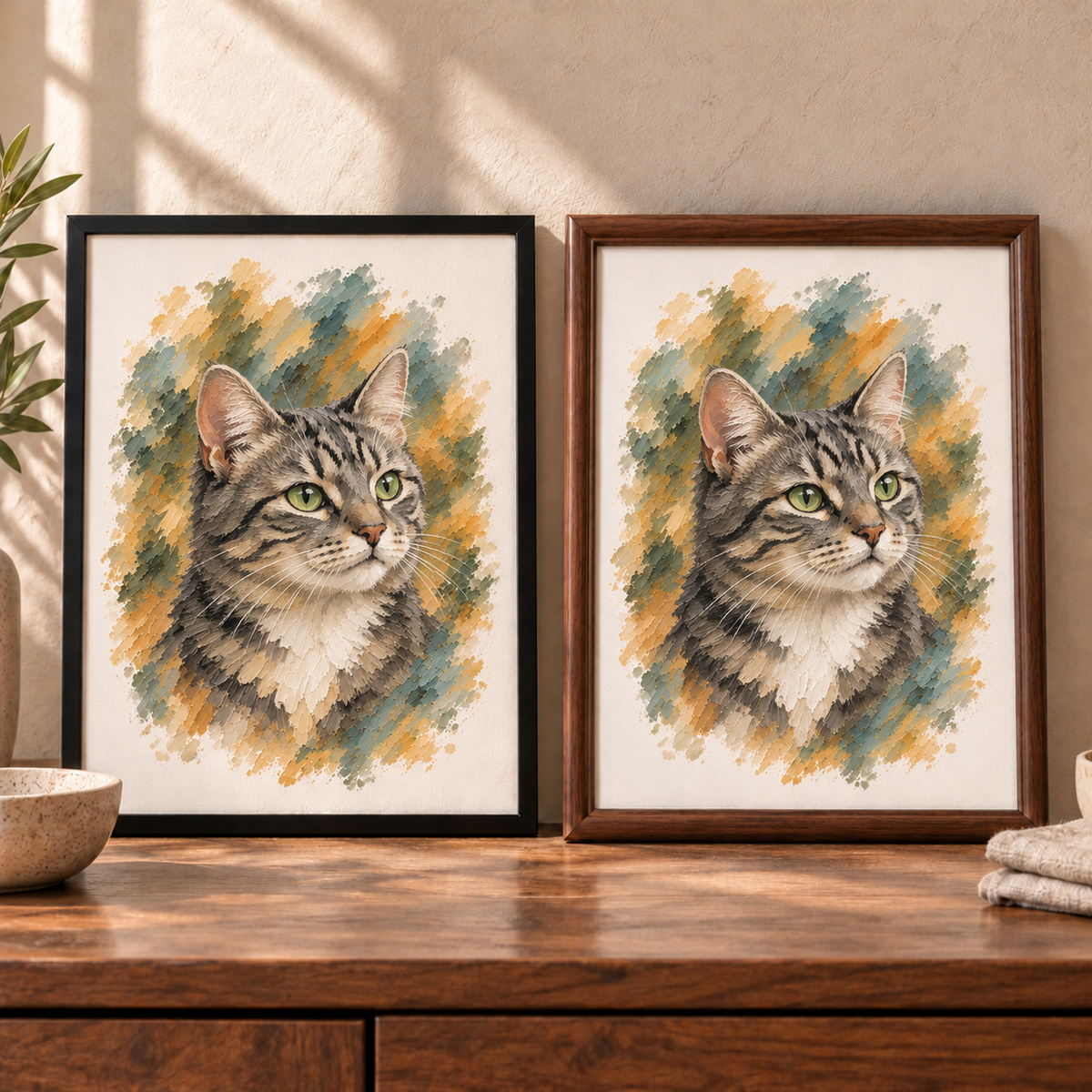 Custom Framed Cat Portrait from Your Photo – Gift-Wrapped