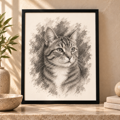 Custom Framed Cat Portrait from Your Photo – Gift-Wrapped