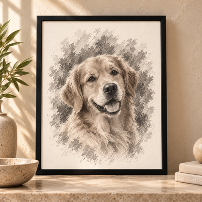 Custom Framed Dog Portrait from Your Photo – Gift-Wrapped