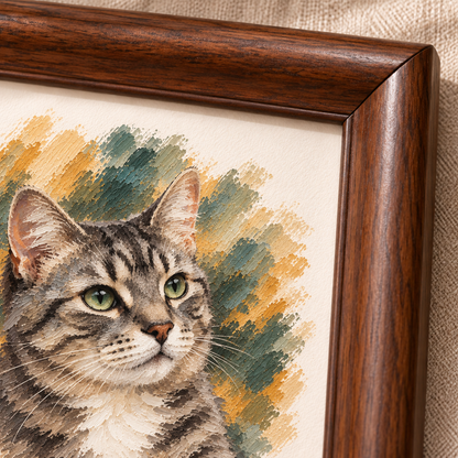 Custom Framed Cat Portrait from Your Photo – Gift-Wrapped