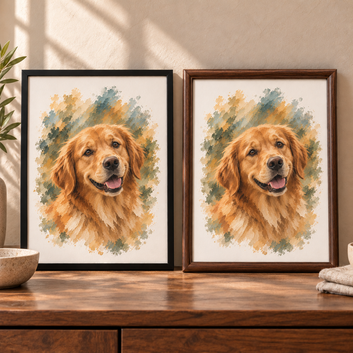Custom Framed Dog Portrait from Your Photo – Gift-Wrapped