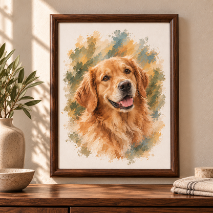 Custom Framed Dog Portrait from Your Photo – Gift-Wrapped