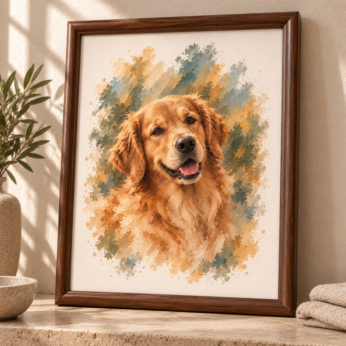 Custom Framed Dog Portrait from Your Photo – Gift-Wrapped