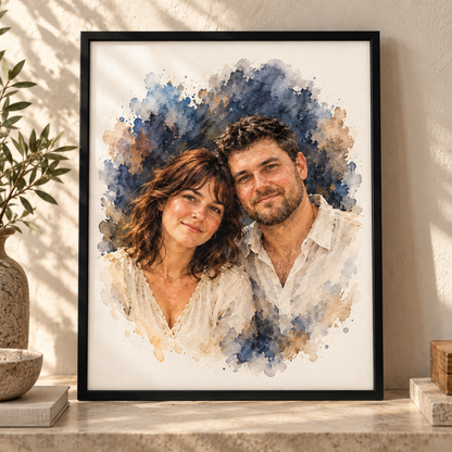 Custom Framed Couple Portrait – Gift-Wrapped